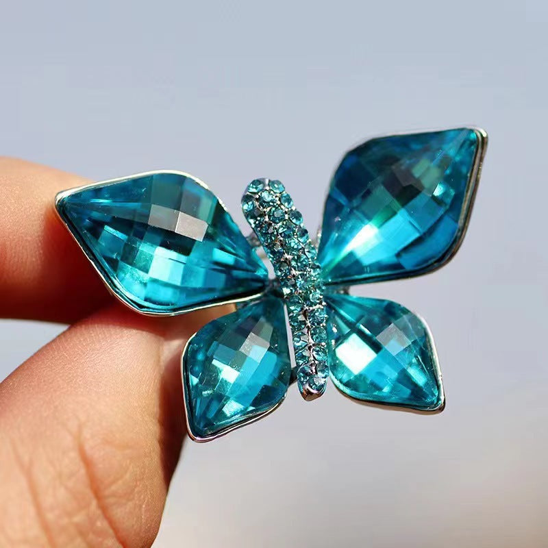 Blue Butterfly Brooch | Crystal Rhinestone Pin | Luxury