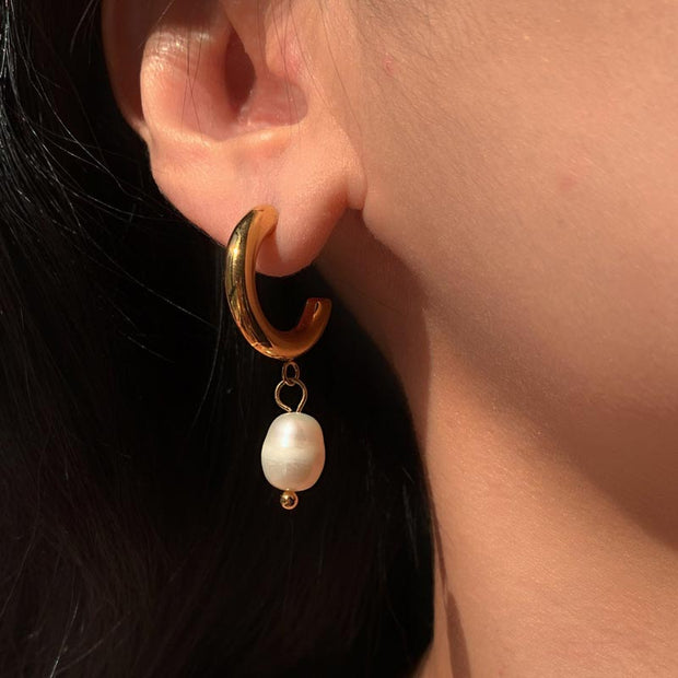 Pearl Drop Hoops