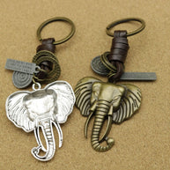 Vintage Elephant Keychain | Braided Leather Mens Gift