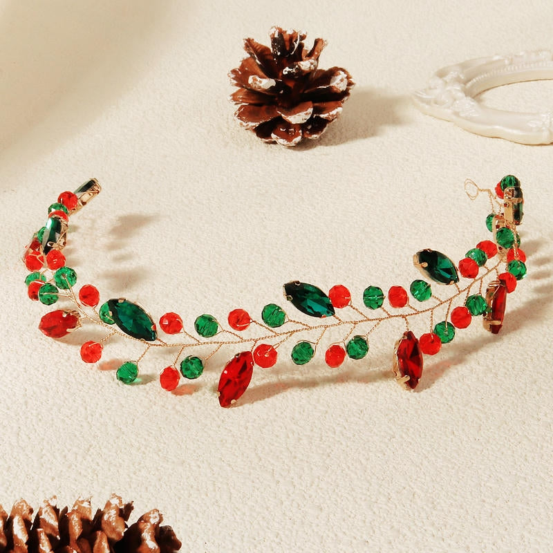 Christmas Headband | Red Green Rhinestone Party Hairband