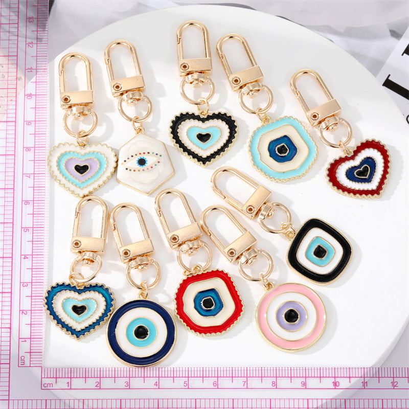 Evil Eye Keychain | Colorful Drop Charm | Heart Shape