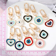 Evil Eye Keychain | Colorful Drop Charm | Heart Shape