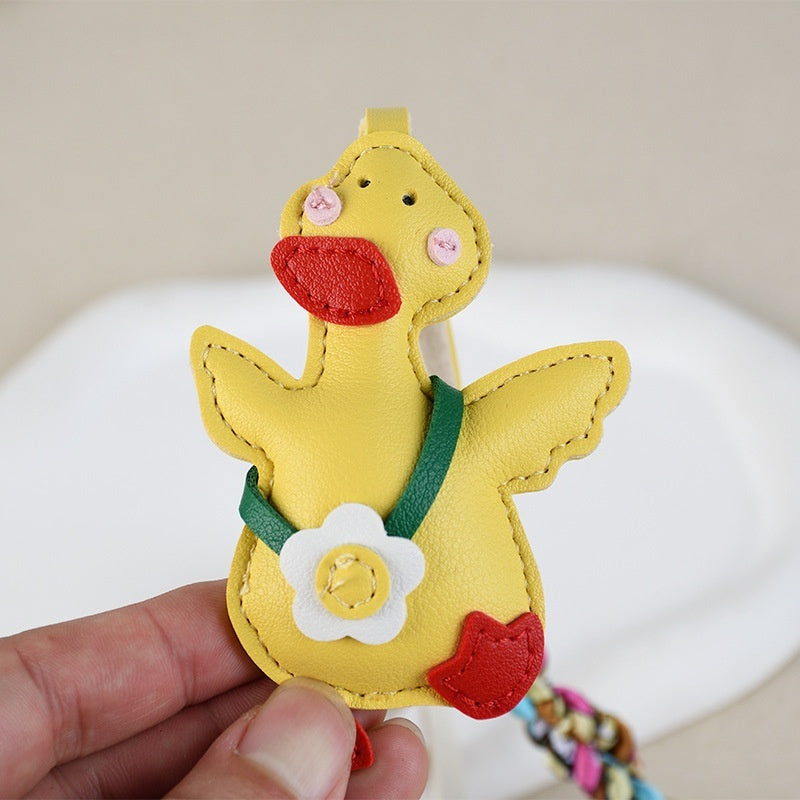 Lucky Duck Keychain | Fashion Leather Tassel Bag Charm Gift