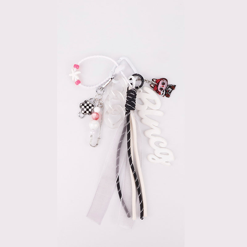 Sport Labubu Keychain | Miu-Style Lovely Pink Woven Rope Tag