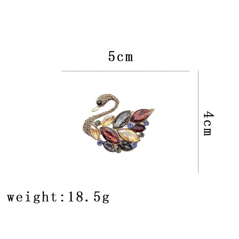 Gemstone Swan Brooch | Vintage Rhinestone Pin | Women's Gift