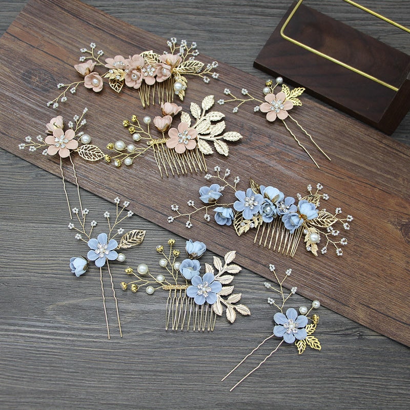 Floral Bridal Hair Comb | Boho Wedding Hairpiece with Pearl