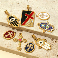 Modernist Hand Eye Pendant | Geometric Love Cross Charm