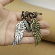 Antique Wing Keychain | Distressed Leather Braided Key Fob