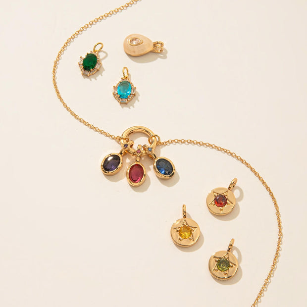 DIY Adjustable Chain 12 Birthstones Pendant JX010404GK