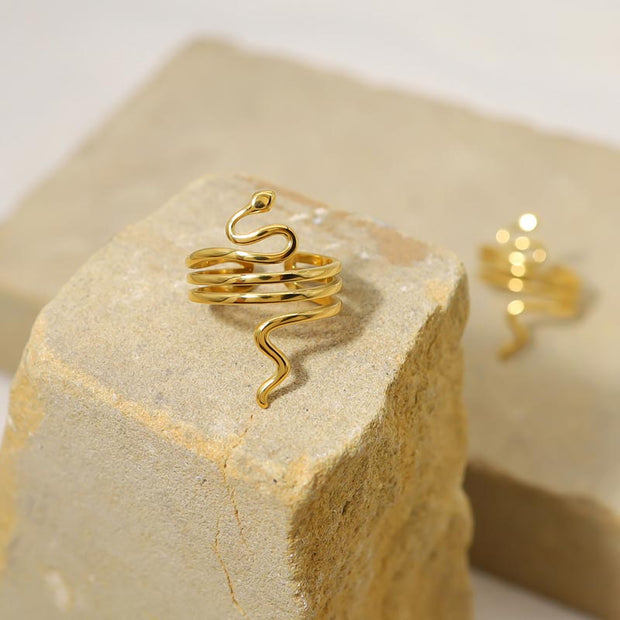Gold Plated Stainless Steel Snake Ring JSR23072702