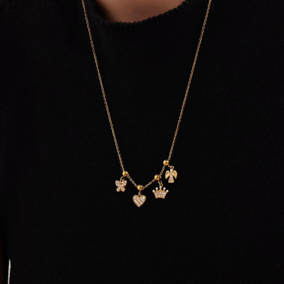 DIY Luxury Multi Charm Heart Tree Four Leaf Clover Pendant