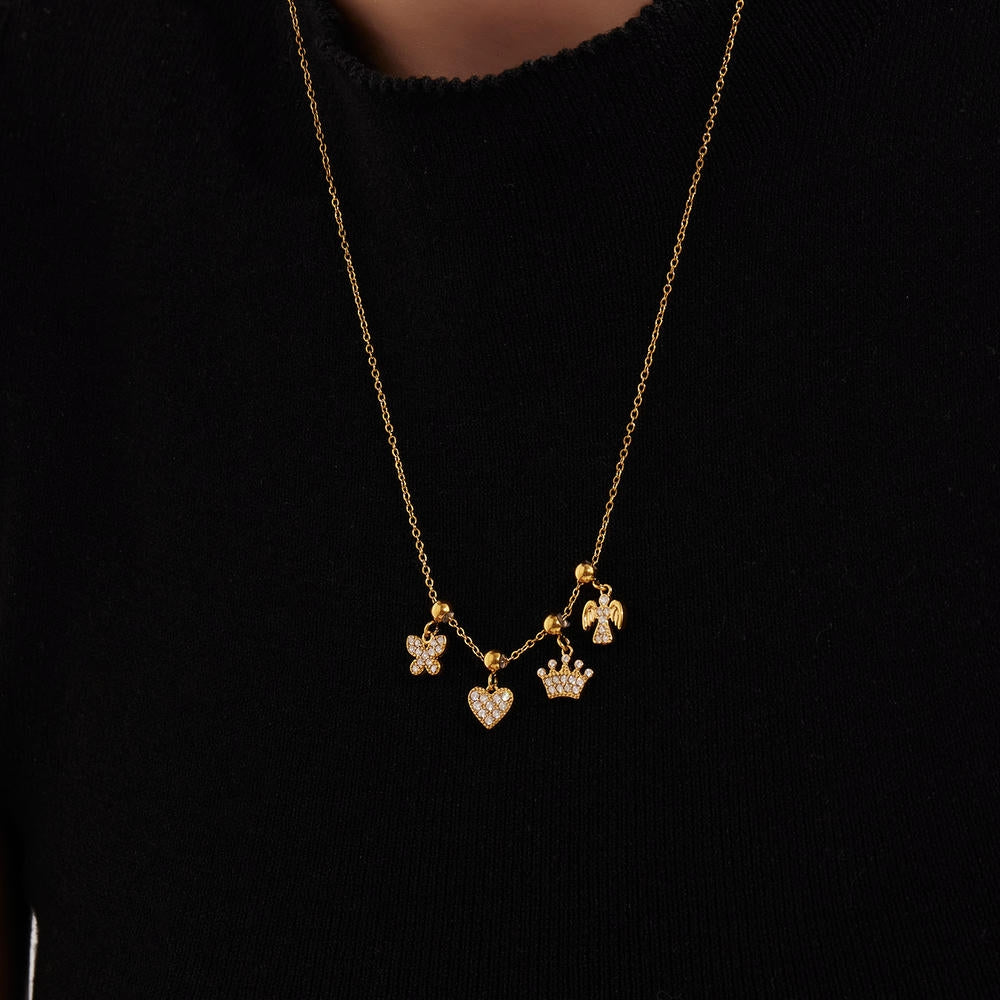DIY Luxury Multi Charm Heart Tree Four Leaf Clover Pendant