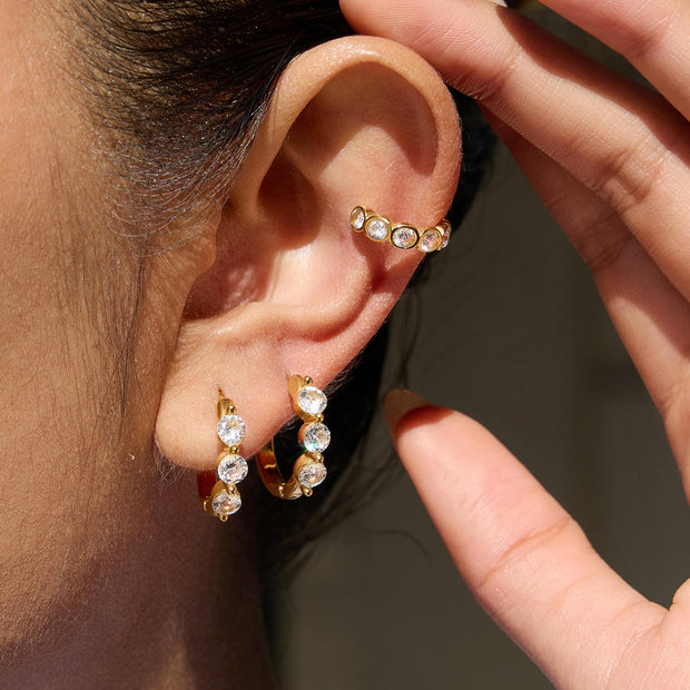 Zircon Hoop Earrings | Gold Plated Luxury | Stainless Steel