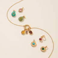 Adjustable Chain 12 Birthstones Pendant 18K Gold JX010405GK