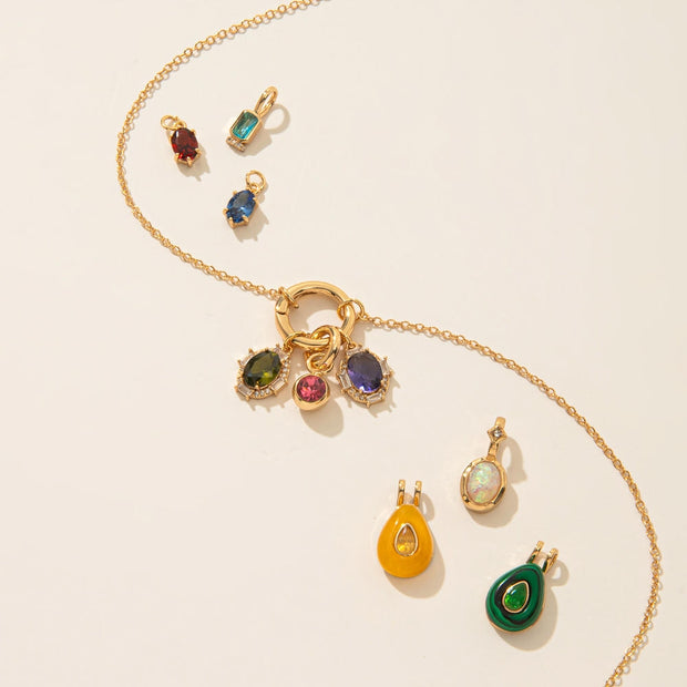 12 Birthstones Charm Adjustable Chain Stainless Steel