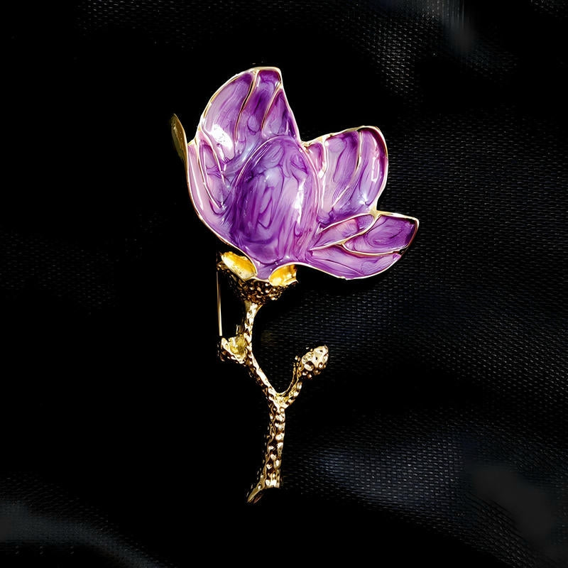 Modern Magnolia Brooch | Baroque Lapel Pin for Dresses
