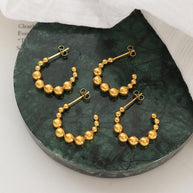 Gold Beaded Hoop Earring