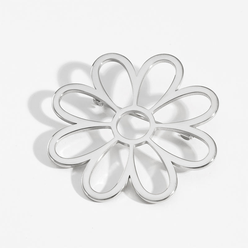 Oversized Floral Brooch | Stainless Steel Statement Pin