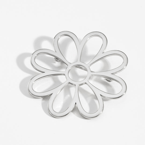 Oversized Floral Brooch | Stainless Steel Statement Pin