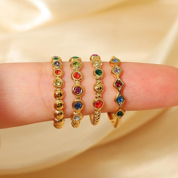 Colorful CZ Band Ring JSR23080502