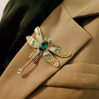 Dragonfly Insect Oil Drop Rhinestone Brooch Elegant Women's