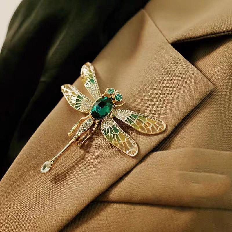 Dragonfly Insect Oil Drop Rhinestone Brooch Elegant Women's