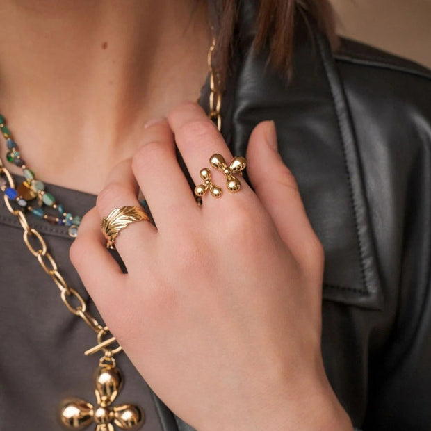 Double Flower Open Ring
