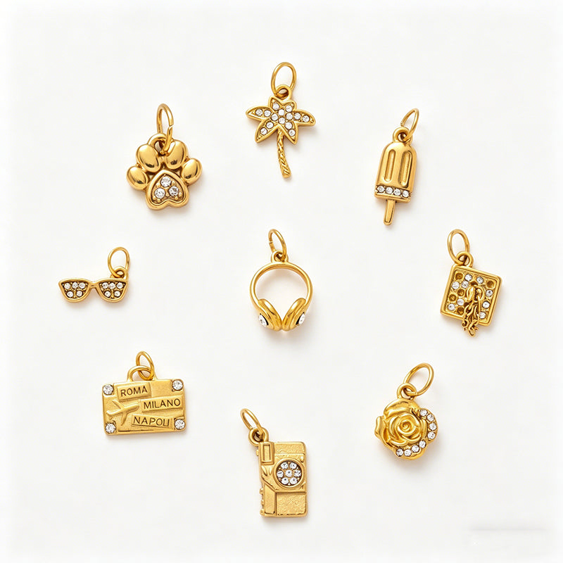 Bear Earphone Shoe Buckle 18K Gold Steel JX26041252GK