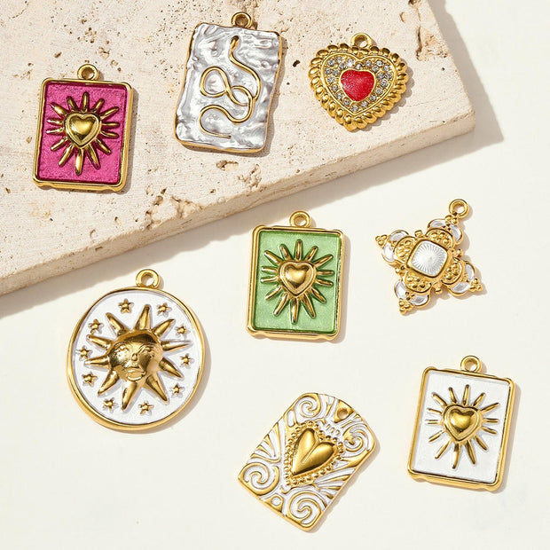 Snake Sun Pendant | Spiritual Enamel Love Cross Steel Charm