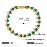 Green Cubic Zirconia Heart Bracelet JXB0112062
