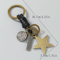 Star Pendant Keychain | Braid Leather Charm | Vintage
