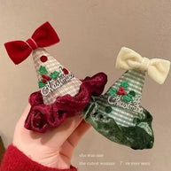 Christmas Hat Hair Clip | Plush Festive Headband for Photos
