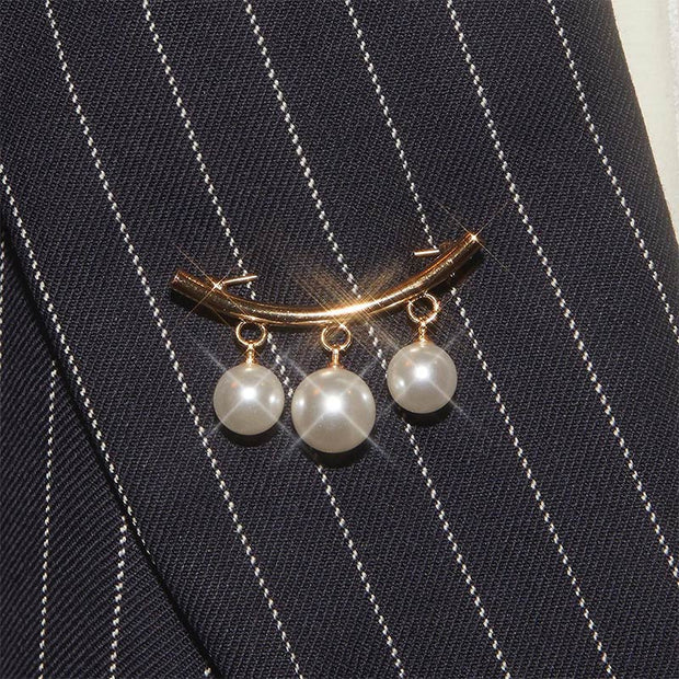 Pearl Pendant Brooch | Minimalist Adjustable Bar Pin Women