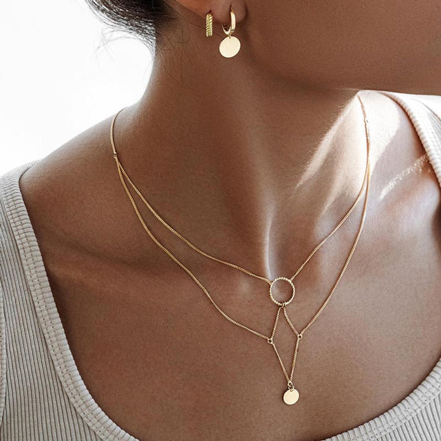 Two Layer Disc Pendant Necklace