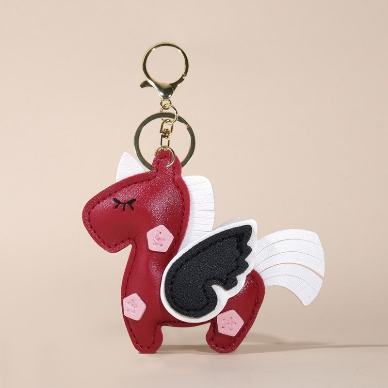 Rainbow Unicorn Keychain | Leather Bag Charm Gift for Her