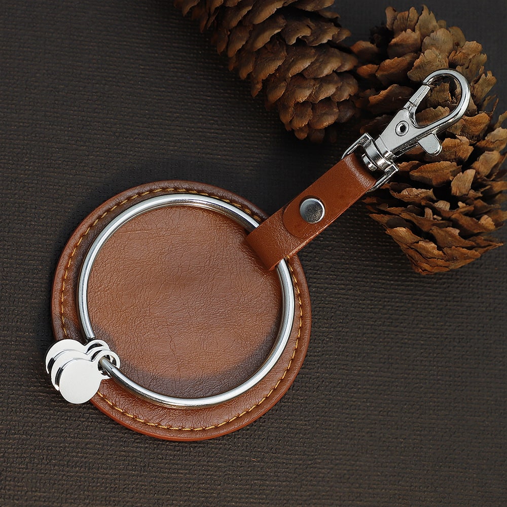 Leather Keychain | Round Bag Charm | Unisex DIY