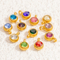 6mm Birthstone Single Pendant Steel Necklace Charm JXPJ91627A