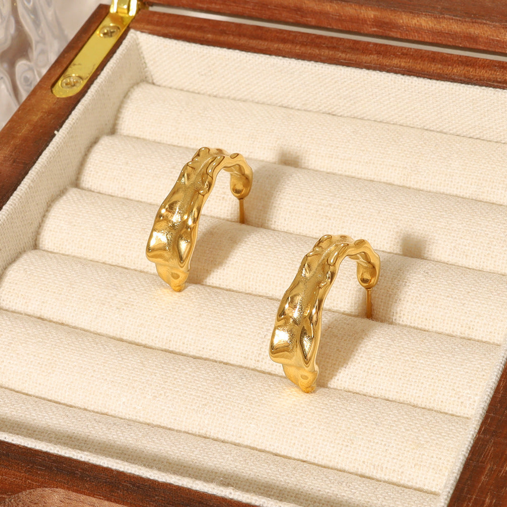 Geometric C Hoop Earring JSE010194