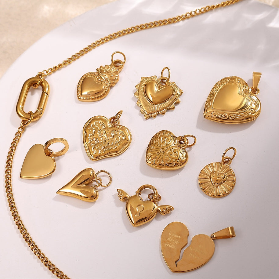 Stainless Steel Heart Pendant DIY Accessory Tarnish Resistant