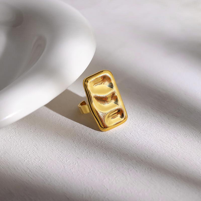 Textured Rectangle Open Ring JSR020016