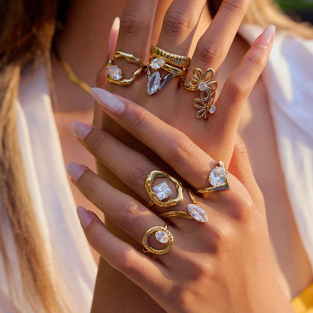 CZ Geometric Ring