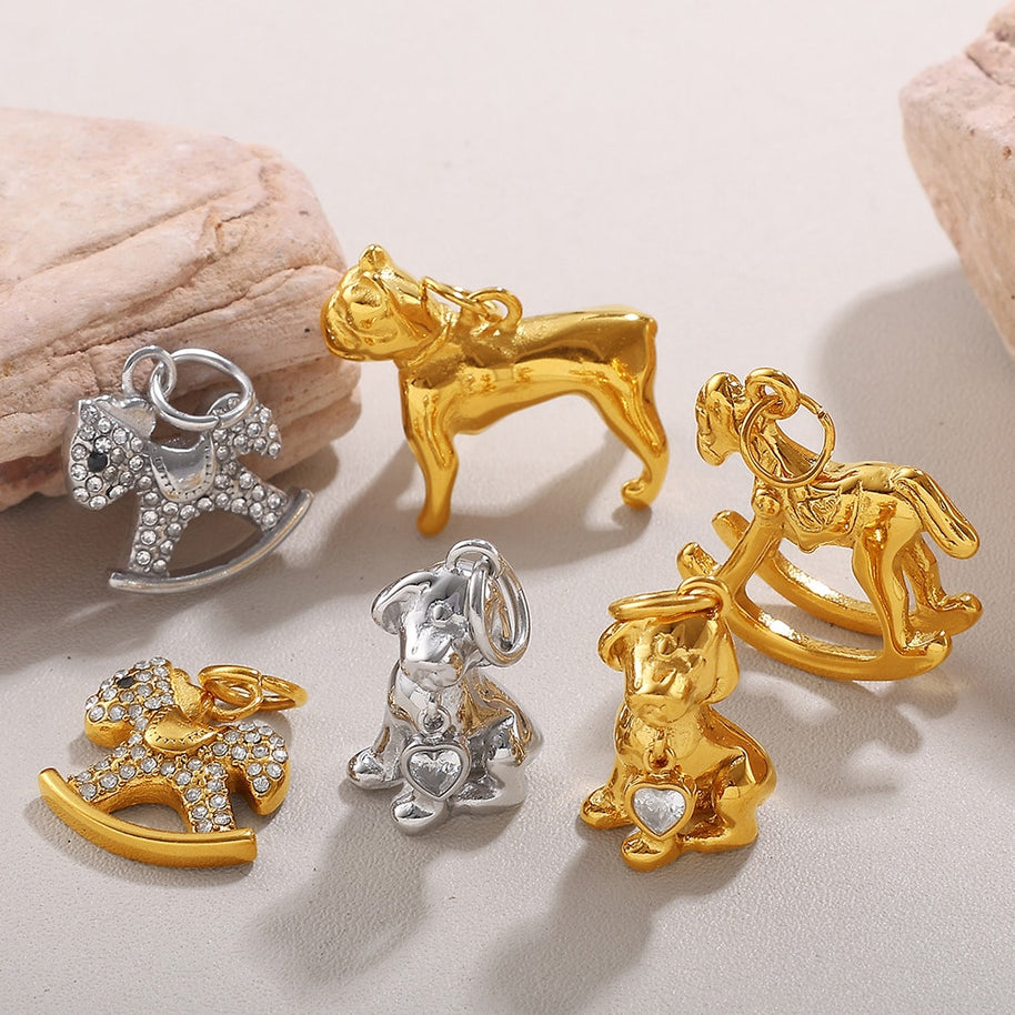 Cute Animal Charm Set Steel 18K Gold Plated DIY Versatile