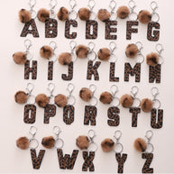 Leopard Letter Keychain | Leather Alphabet Charm | Western