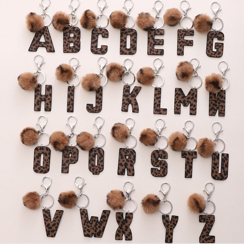 Leopard Letter Keychain | Leather Alphabet Charm | Western