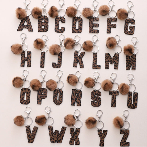 Leopard Letter Keychain | Leather Alphabet Charm | Western