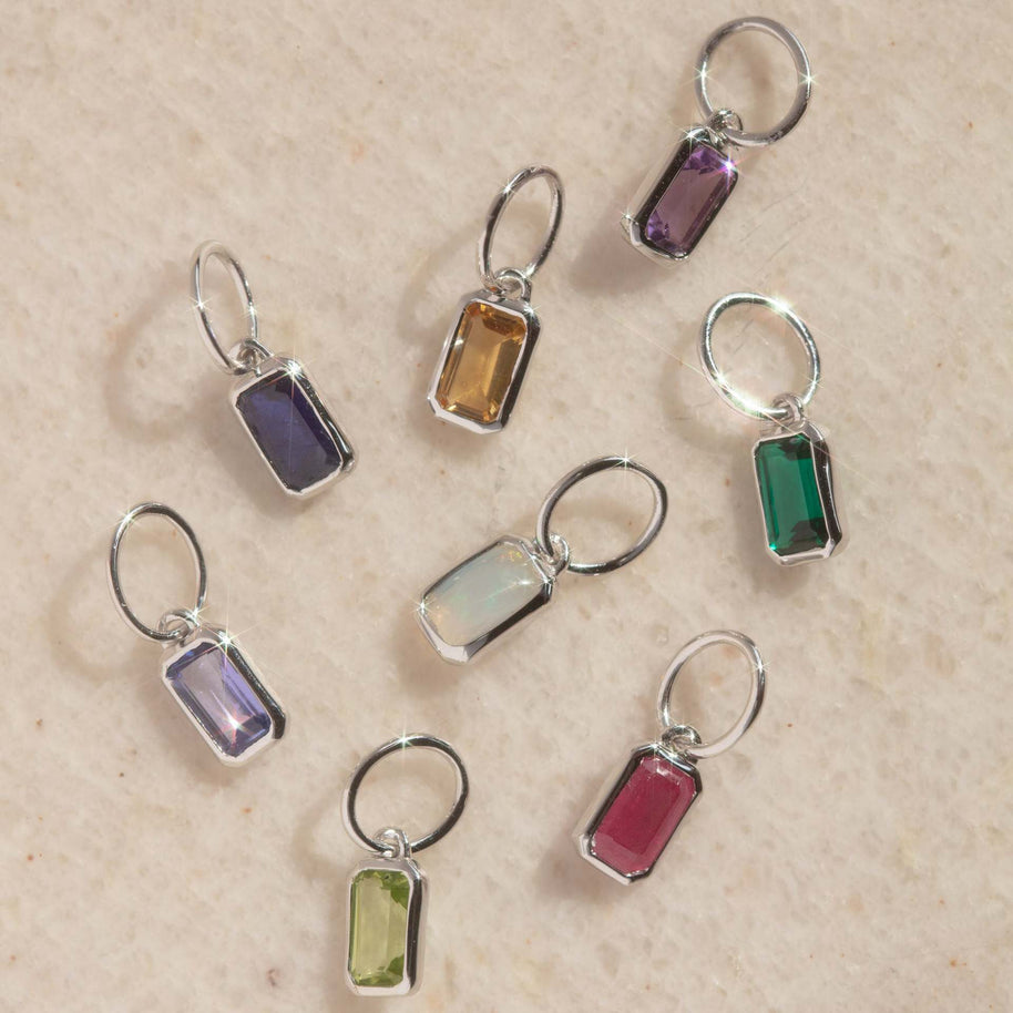 Square Shape 12 Birthstones Pendant Colorful Zircon DIY Charm