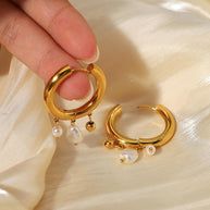Pearl Charm Hoop Earring JSE23081702