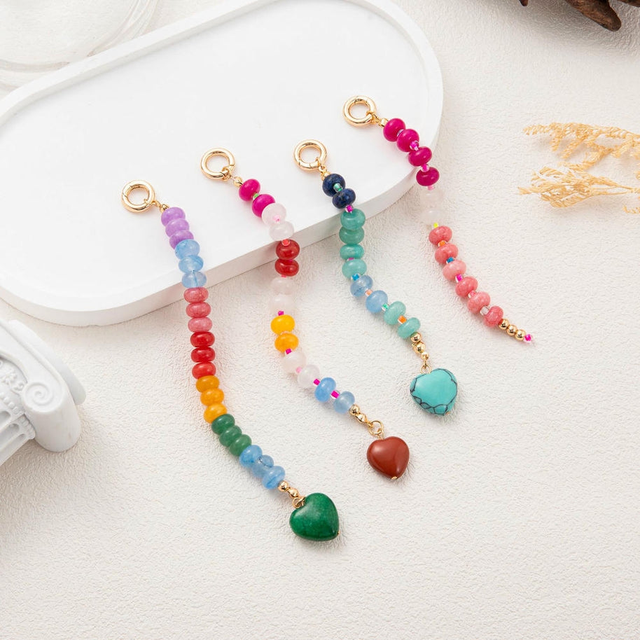 Sweet Titanium Steel Colorful Beaded Keychain Bag Charm DIY