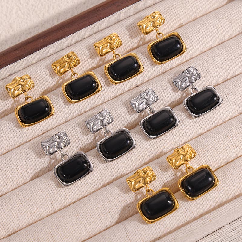 Square Glass Stud Earrings