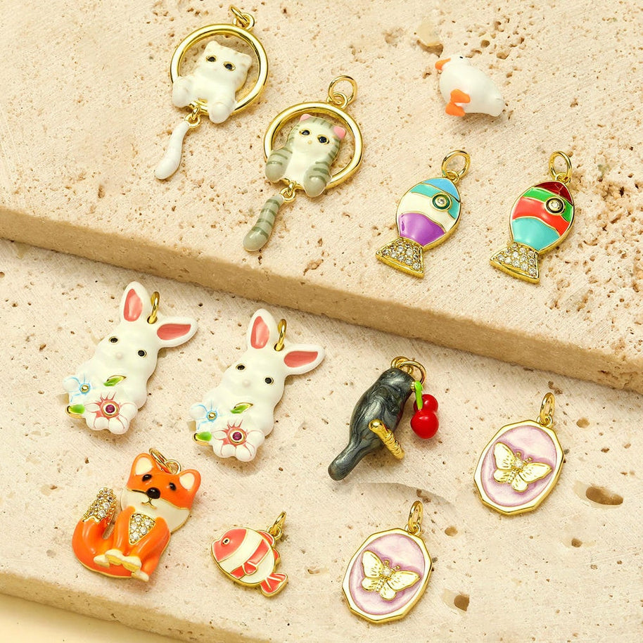 Cat Parrot Pendant | Cute & Cuddly Enamel Animal Love Charm